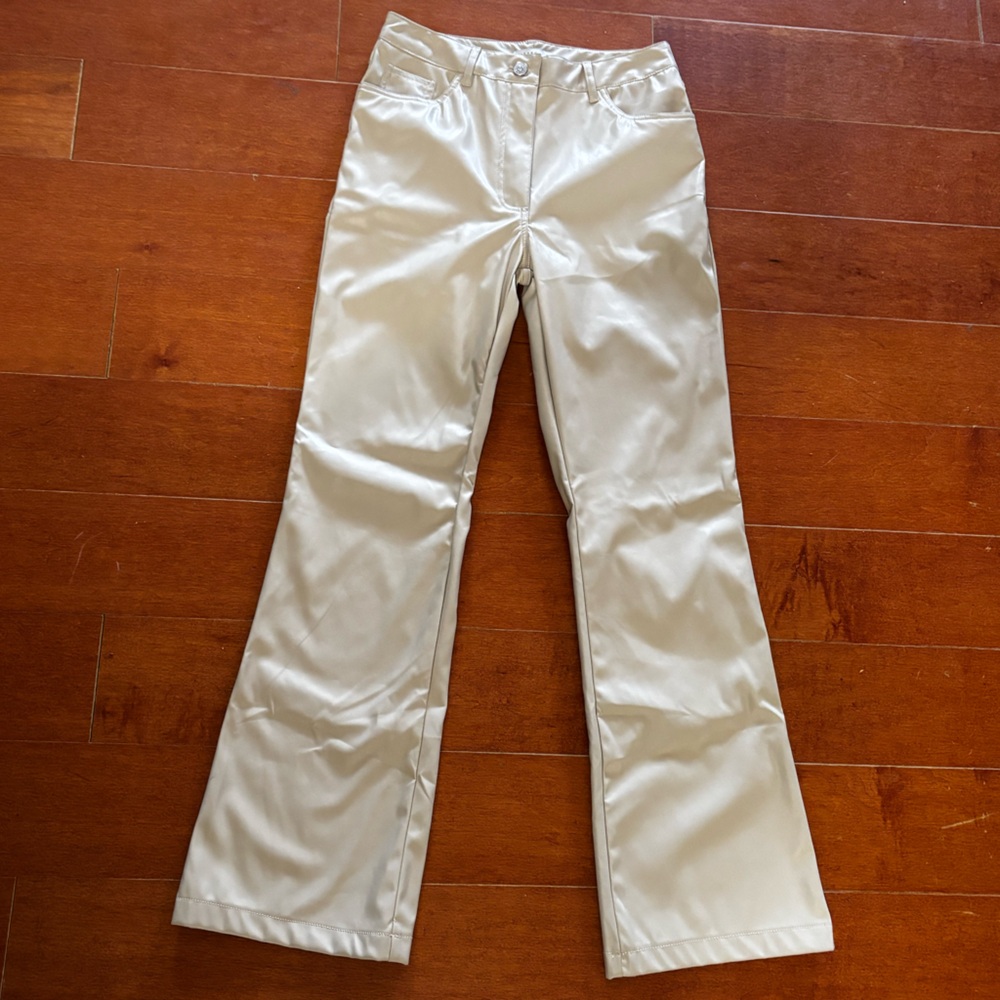 Crescent Beige Faux Leather Pants NWOT
